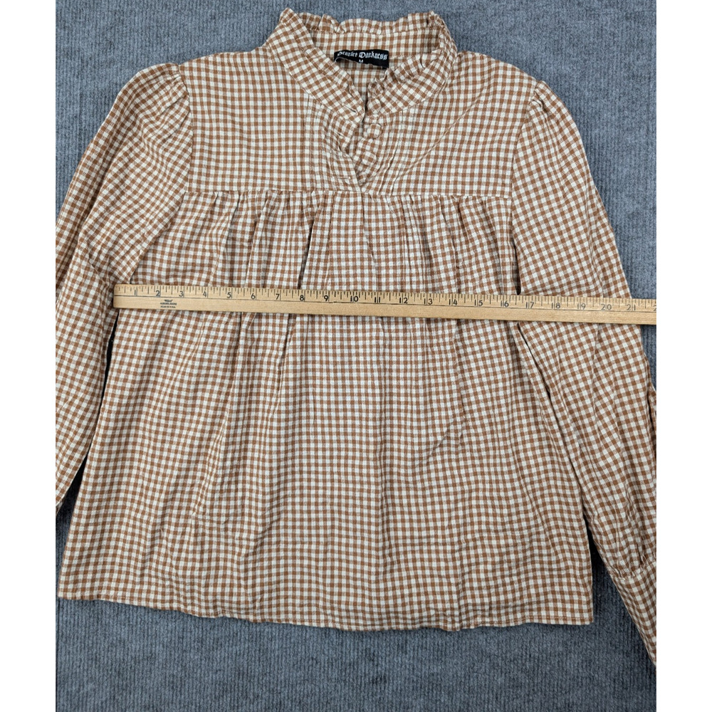 Scarlet Darkness Peasant Blouse Womens Medium Gingham Cottage Western - Picture 6 of 7